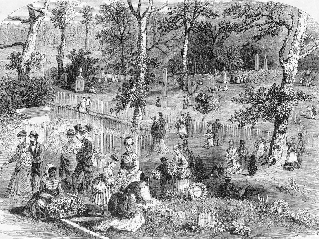 Detail of Illustration People Decorating Graves by Anonymous