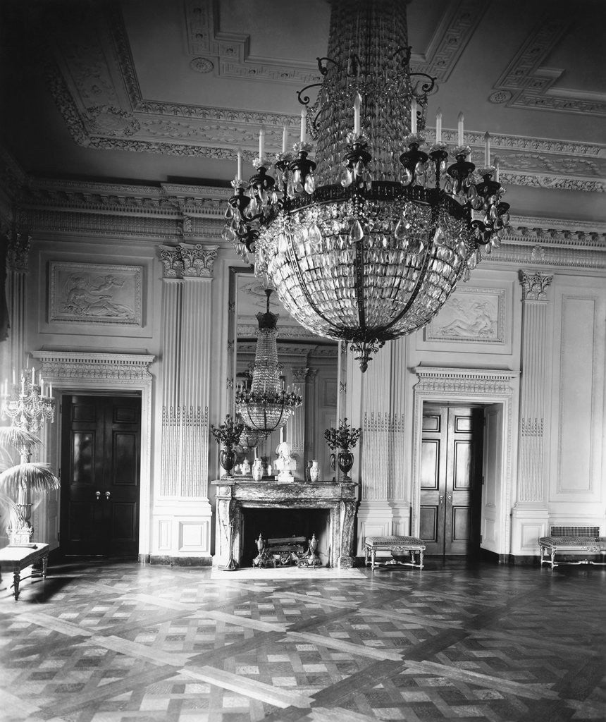 Detail of Chandelier Hanging in East Room of White House by Anonymous