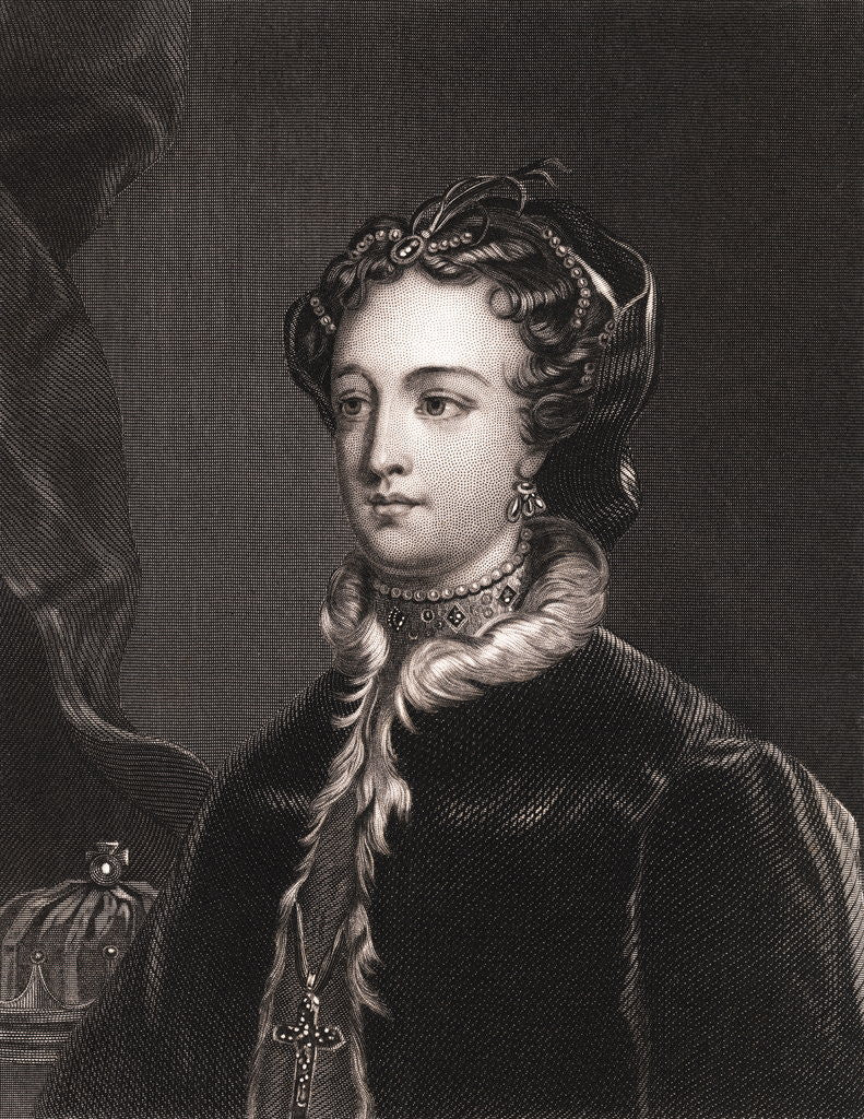 Detail of Drawing of Mary Stuart in Outerwear and Boarding Boat by Anonymous
