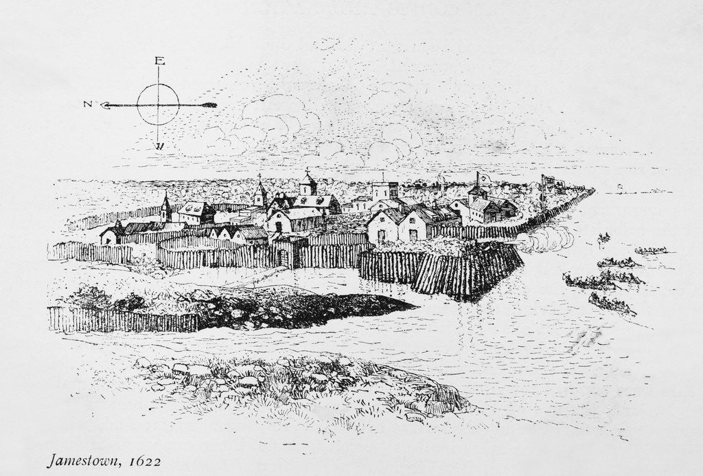 Detail of Illustration Showing Jamestown Colony Buildings by Anonymous