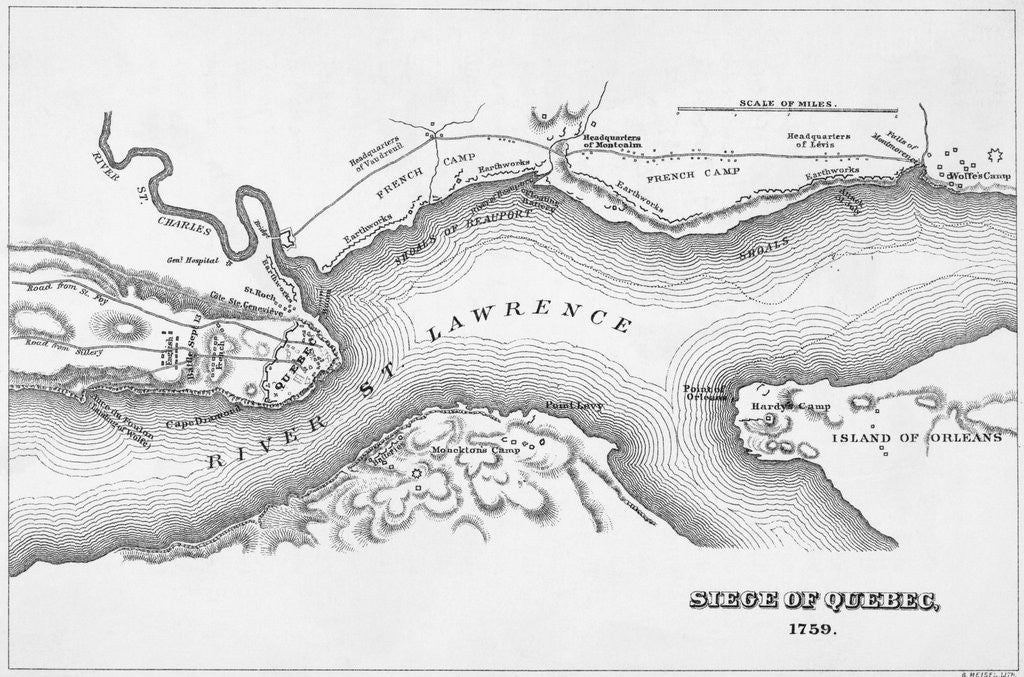 Detail of Map of 1759 Siege of Quebec by Anonymous
