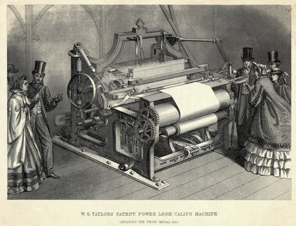 Detail of W.G Taylors Patent Power Loom Calico Machine Engraving by Anonymous