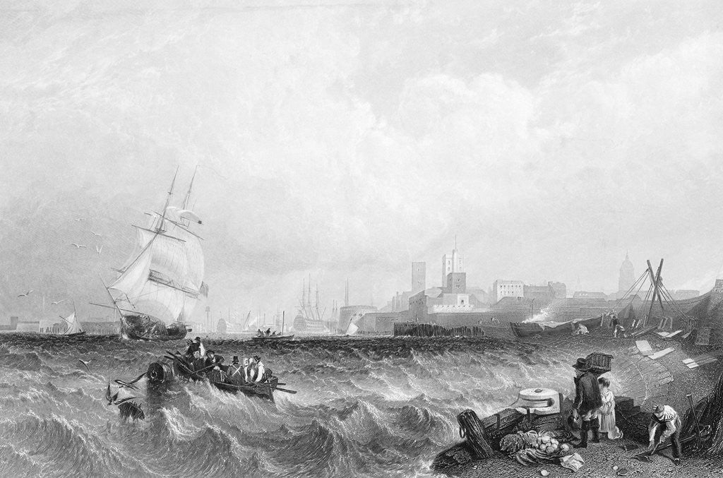 Detail of Choppy Seas in Portsmouth Harbor by Corbis