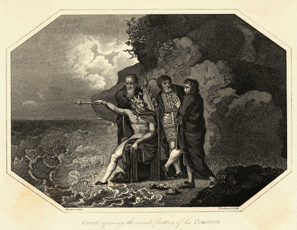 Detail of Engraving of King Canute with Courtiers by Corbis