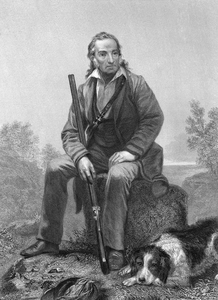 Detail of John James Audubon Sitting with Gun and Dog by Anonymous