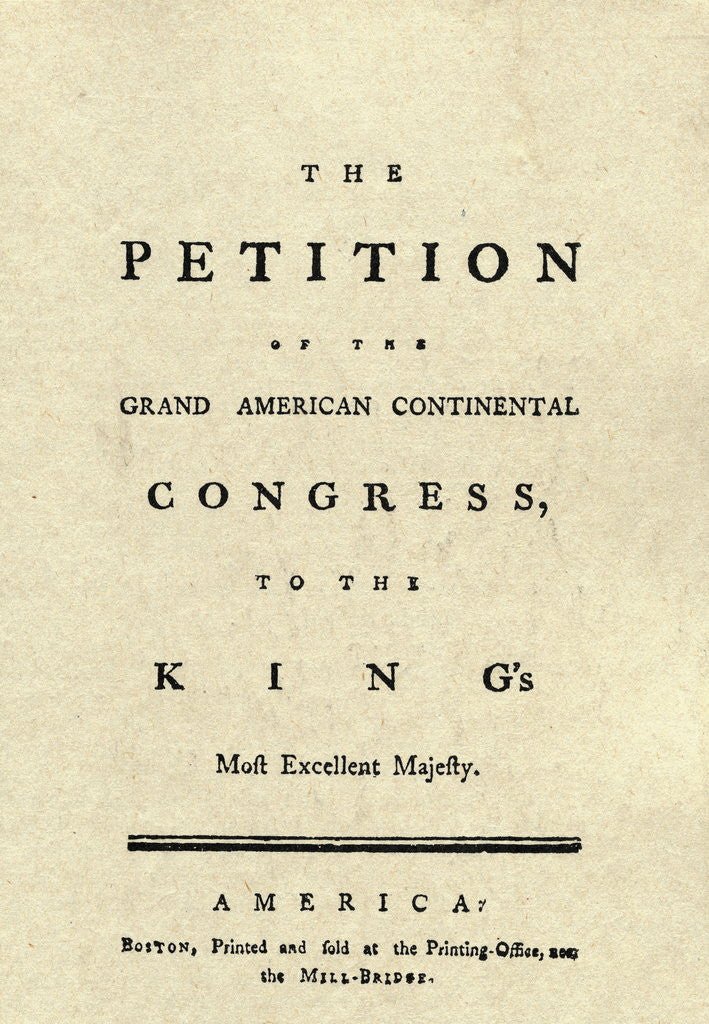 Detail of Title Page of Petition of Grievances of Colonies by Anonymous
