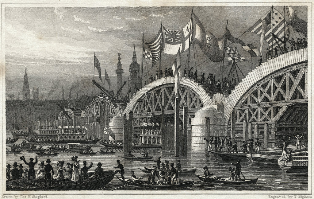 Detail of Boats Passing Under London Bridge by Anonymous