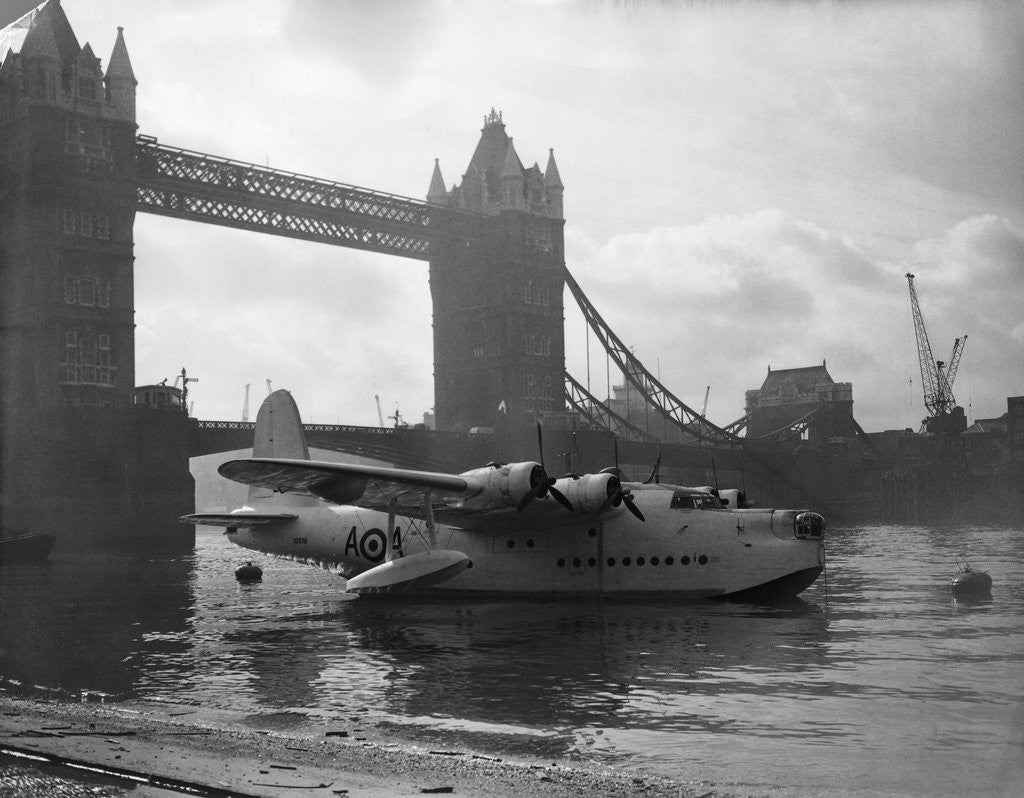 Detail of Sunderland Flying Boat Being Displayed By Tower Bridge by Anonymous