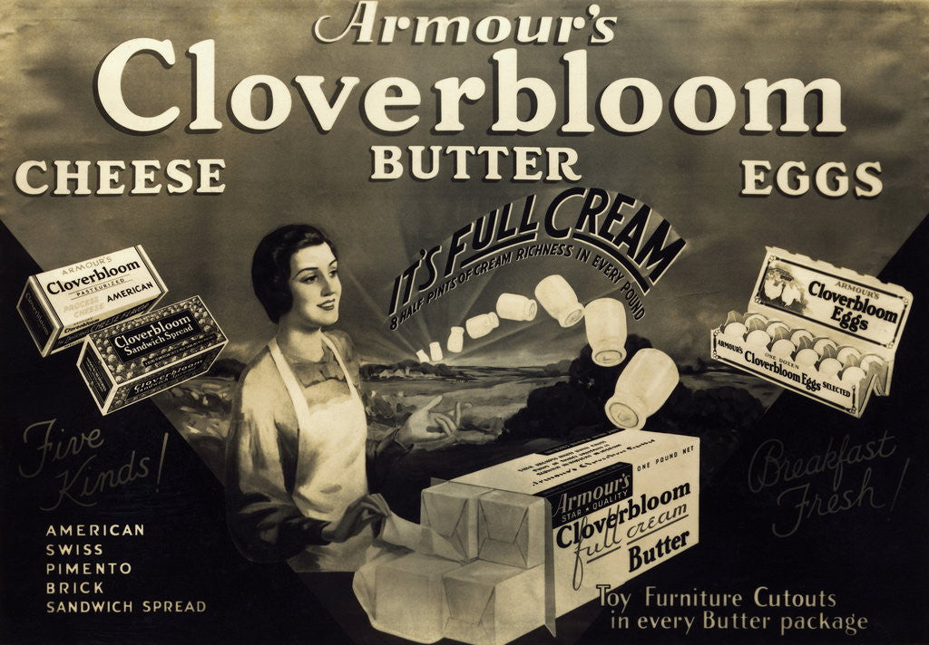 Detail of Advertisement for Cloverbloom Milk and Butter Products by Anonymous