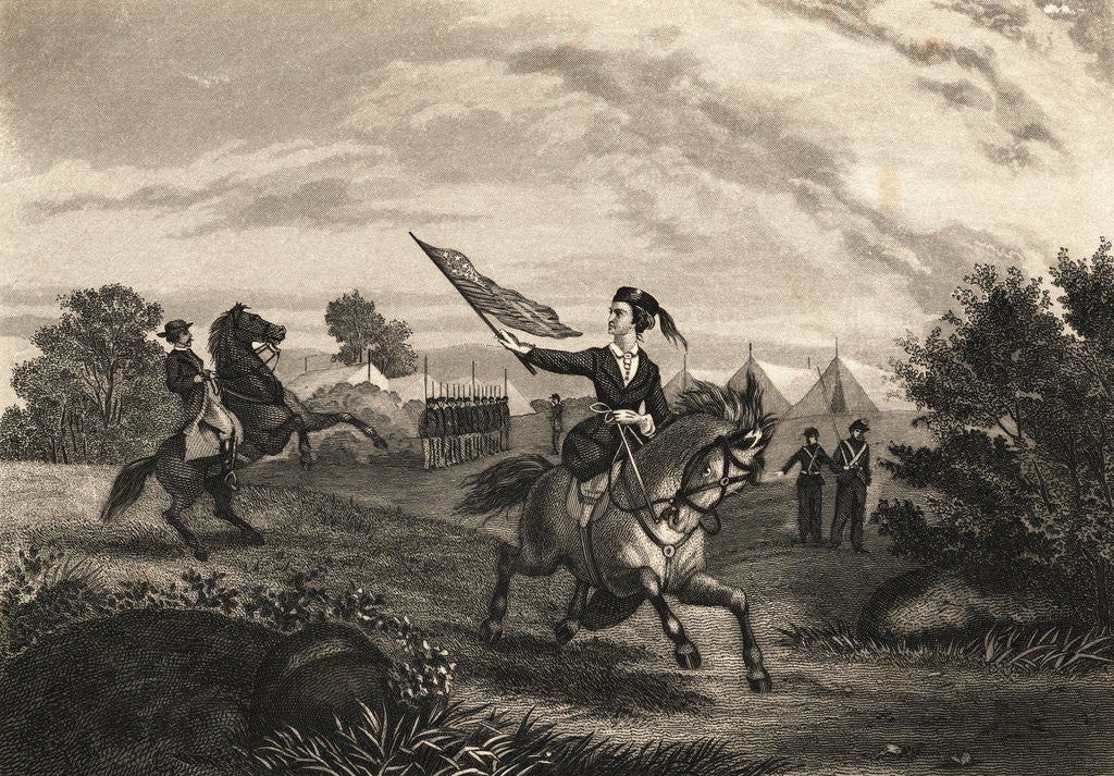 Detail of Sarah Edmonds Leaving Hospital Tents for Battle Field by Anonymous