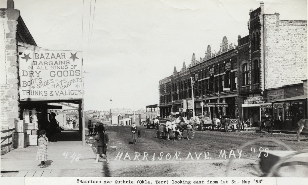 Detail of Pedestrians and Buggies on Early American Town Street by Anonymous