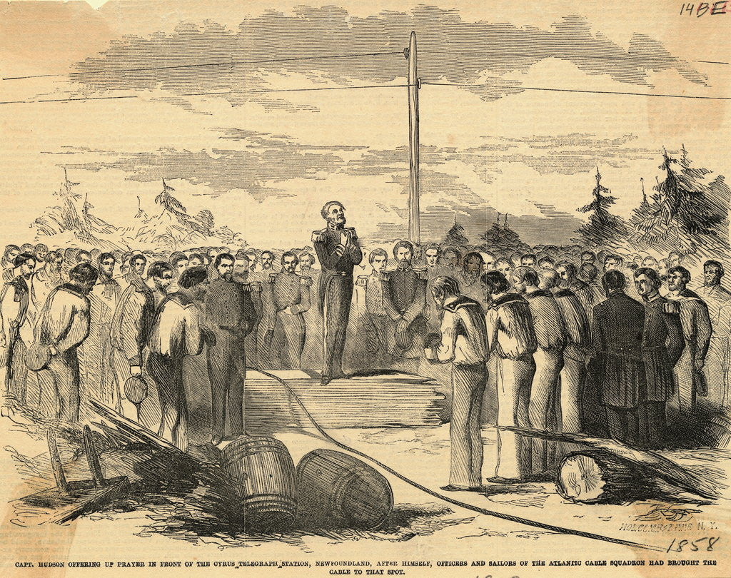 Detail of Men Praying at New Telegraph Station by Anonymous