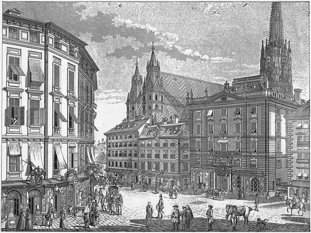 Detail of Engraving of Eisenstadt Town Square by Corbis