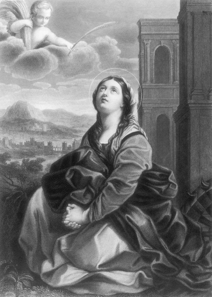 Detail of Portrait of Saint Catherine by Anonymous