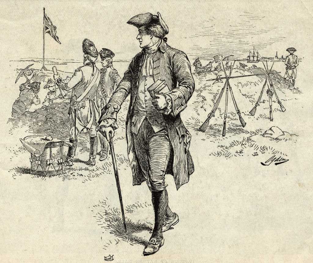Detail of Illustration of Nathan Hale Spying on British by Anonymous