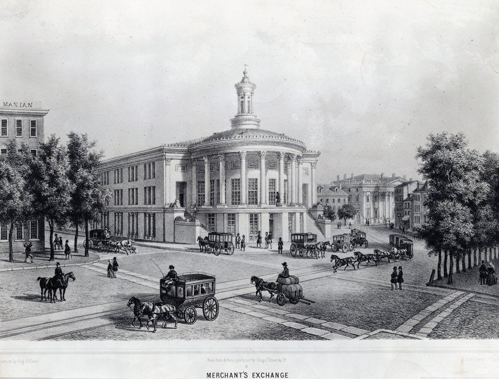 Detail of Pedestrian and Buggy Travelers on the Merchant's Exchange in Early Philadelphia by Anonymous