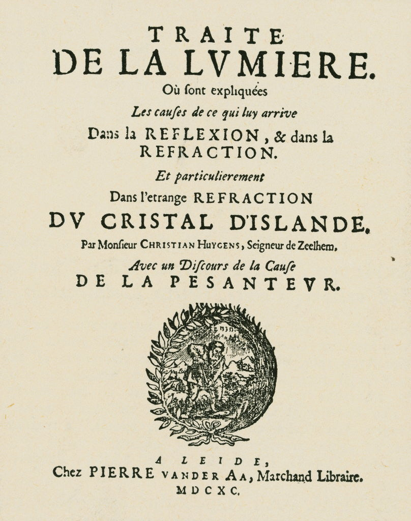 Detail of Title Page from Book by Christiaan Huygens