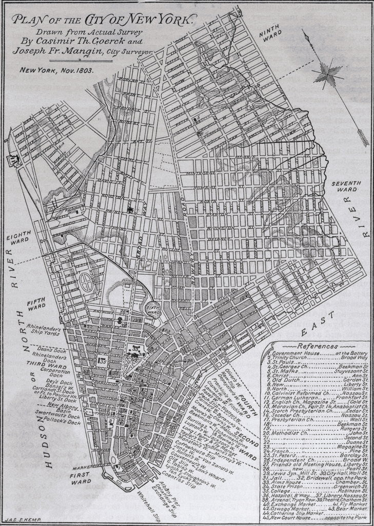 Detail of Map of Lower Manhattan by Corbis