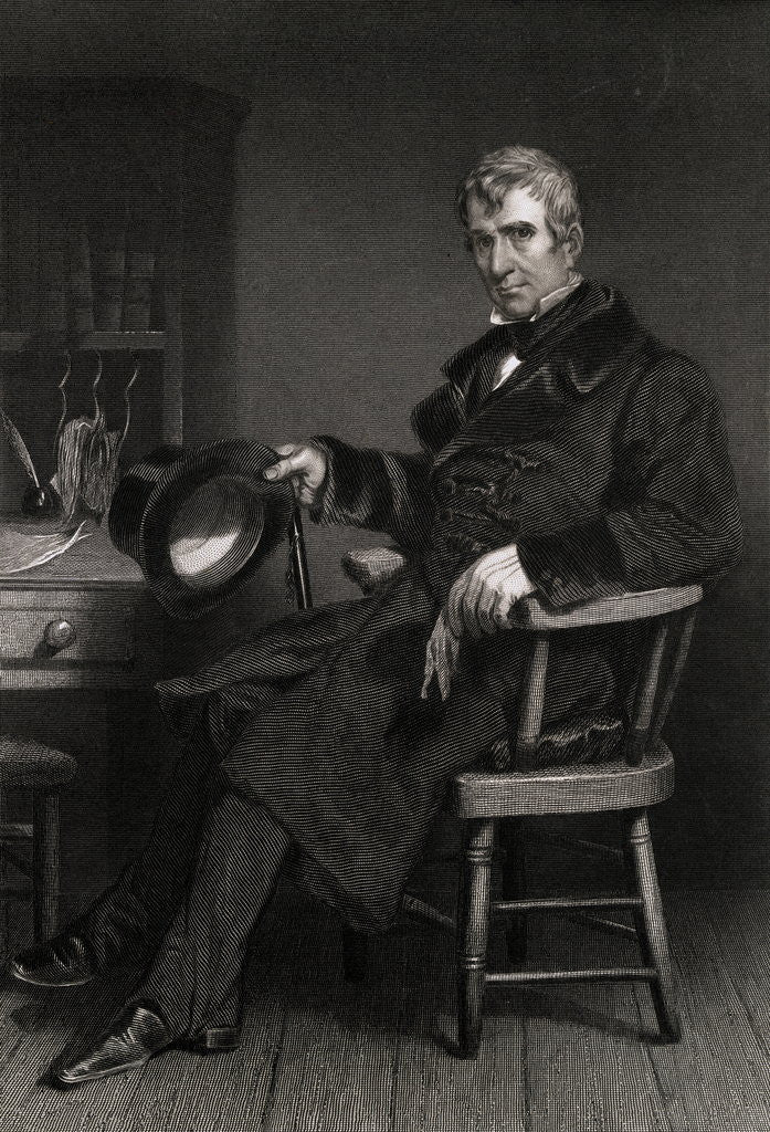 Detail of Illustration of President William Henry Harrison with Hat in Hand by Anonymous