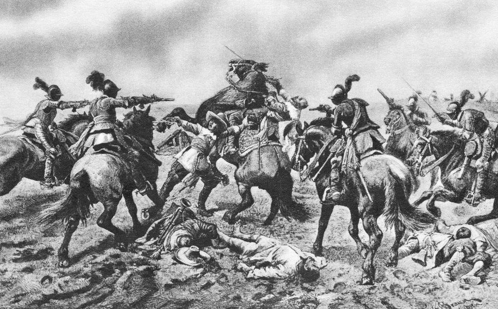 Detail of War Scene with Troops on Horseback by Anonymous