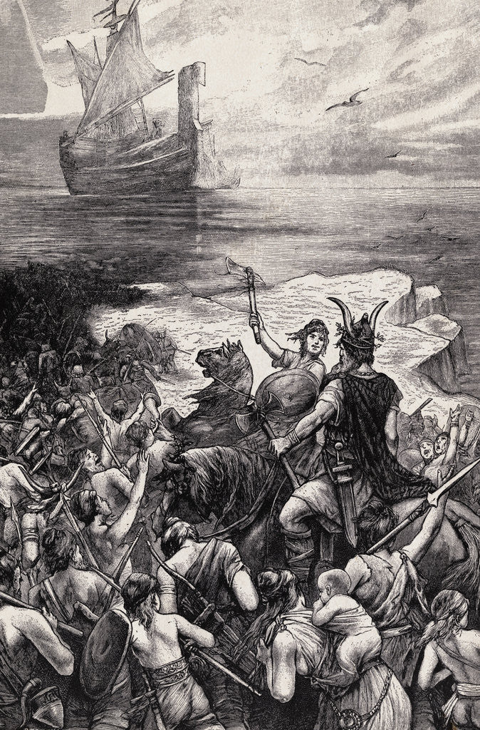 Detail of Teutone Soldiers Gathered on Shore by Anonymous