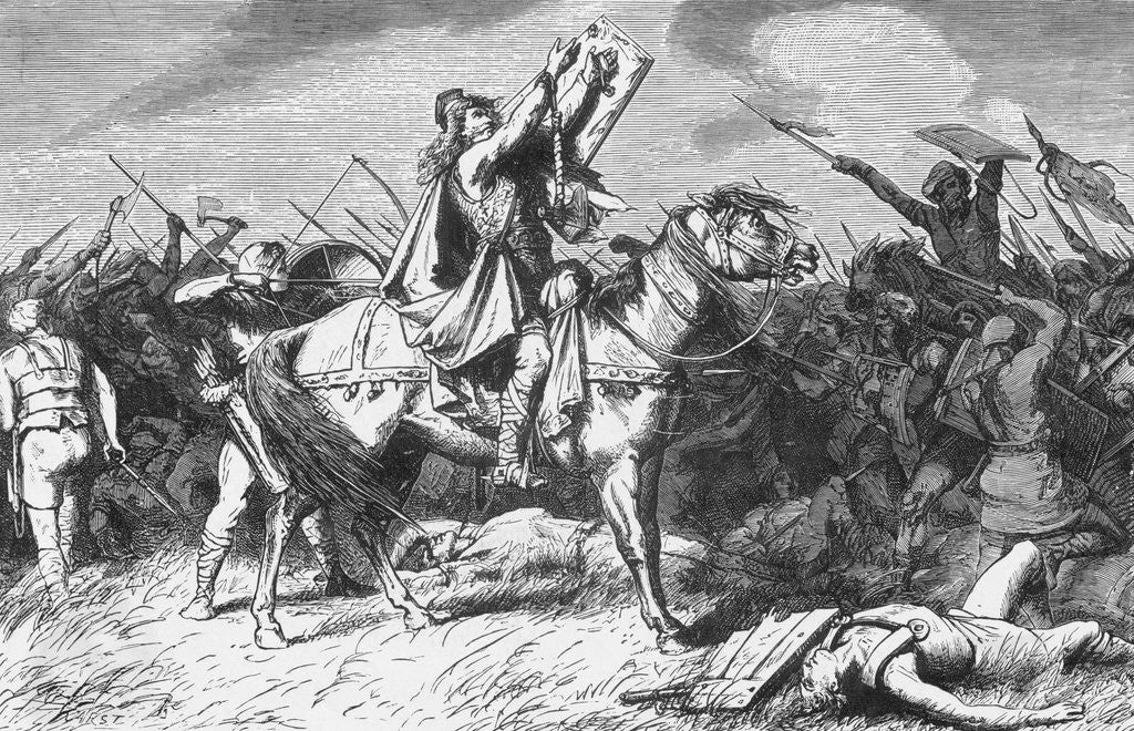 Detail of Clovis on Horseback and Gesturing for Prayer by Anonymous