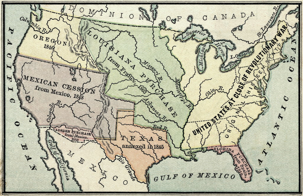Detail of Map of Original Territory and Acquisitions of United States by Corbis