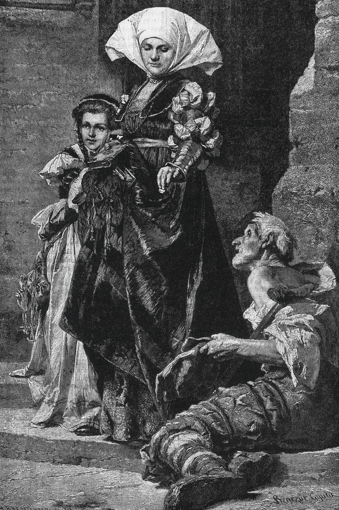 Detail of Rich Woman Giving Alms to Poor by Anonymous