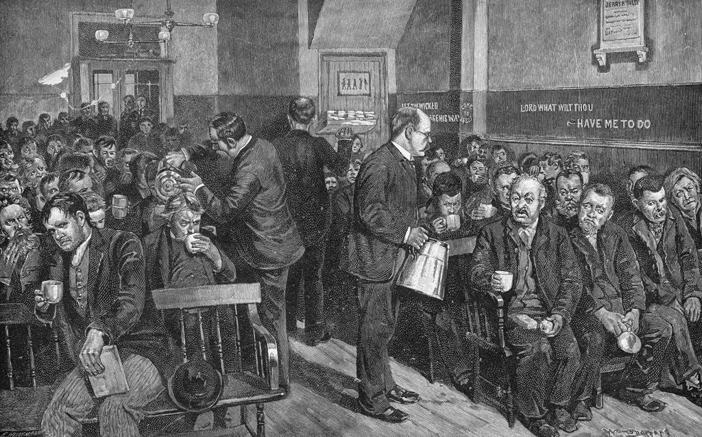 Detail of Homeless Men Receiving Coffee by Anonymous