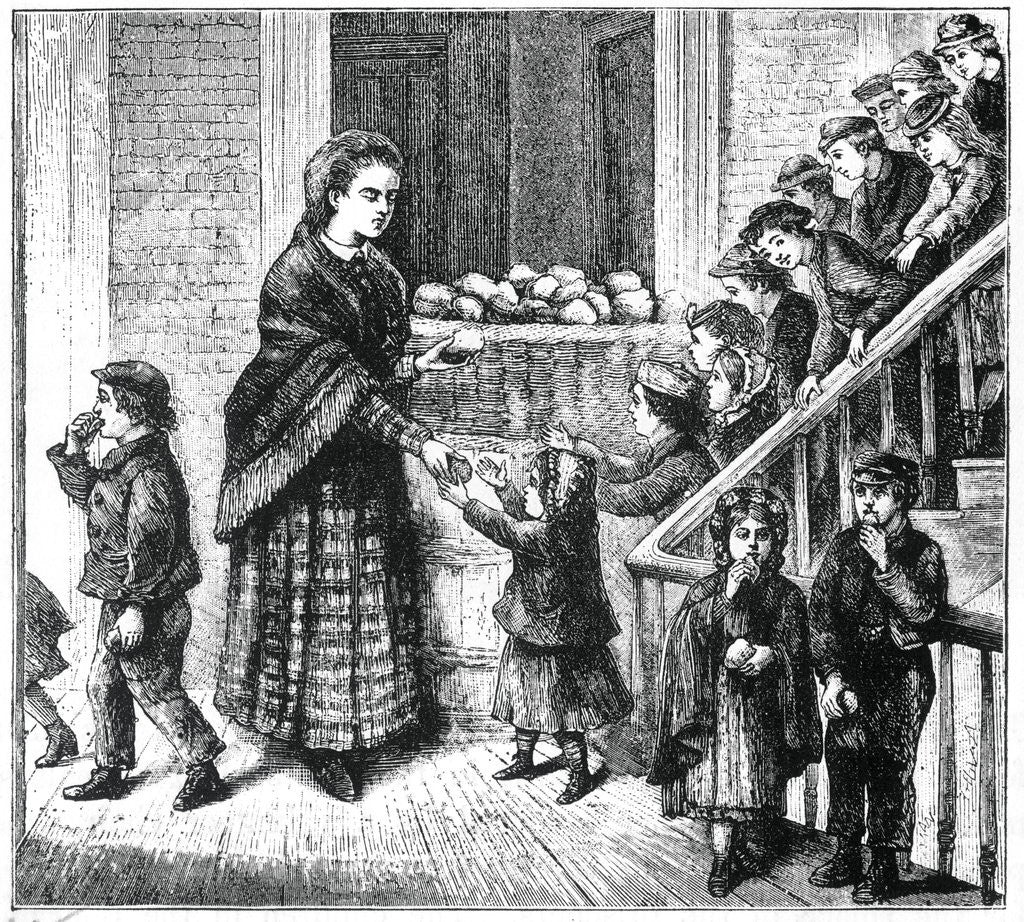Detail of Illustration of Impoverished Children Receiving Food by Anonymous