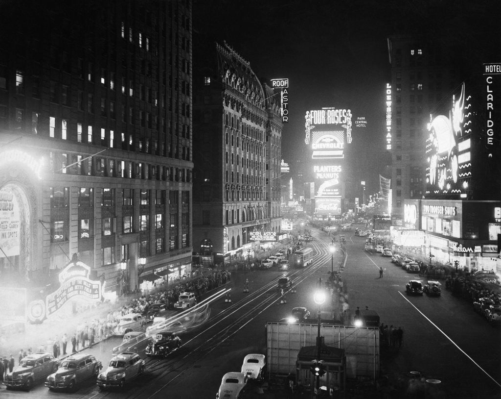 Detail of People Enjoying the Nightlife in Times Square by Anonymous