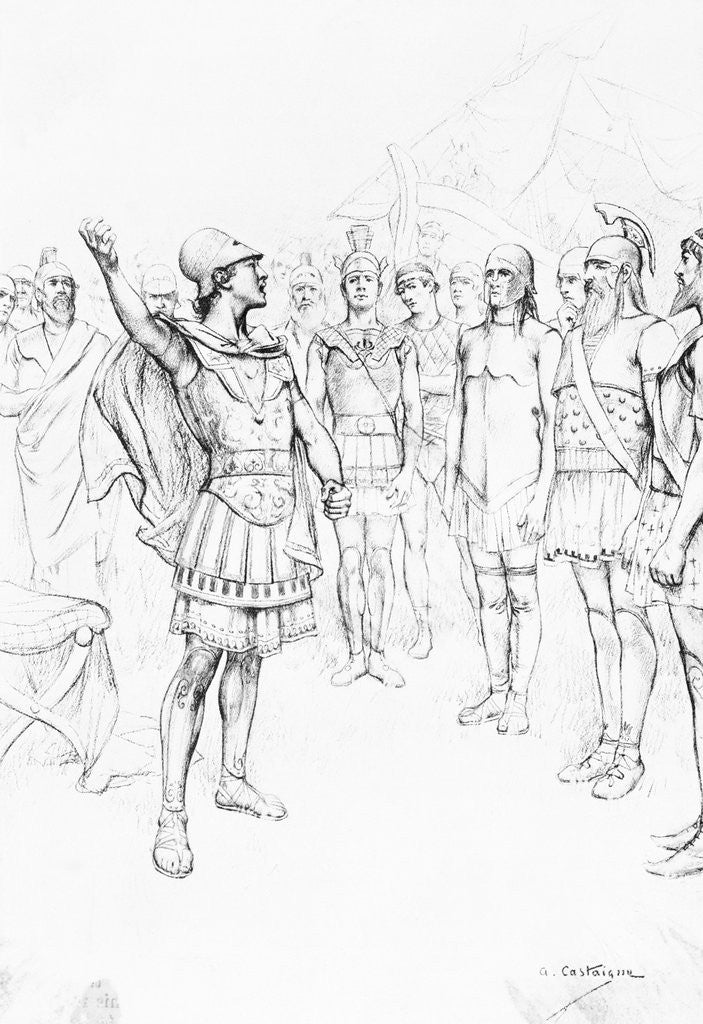 Detail of Illustration Showing Alexander The Great Speaking to His Soldiers by Anonymous