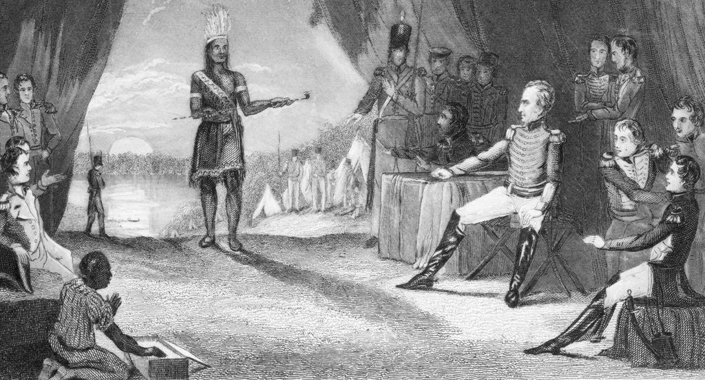 Detail of Native American Giving Himself up to Soldiers by Anonymous