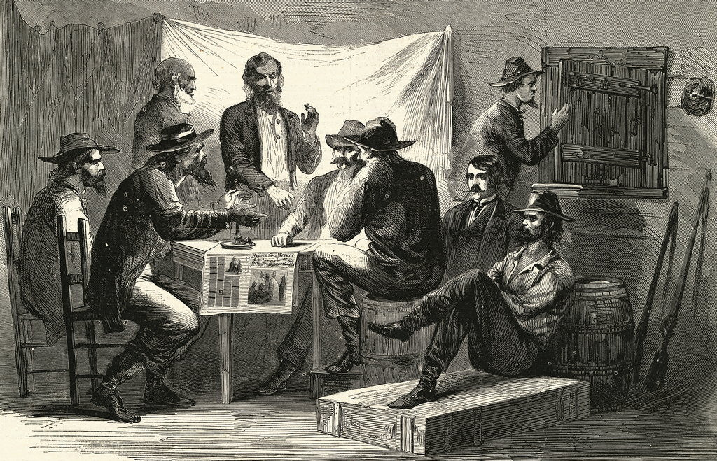 Detail of Engraving of Secret Meeting During Civil War by Anonymous