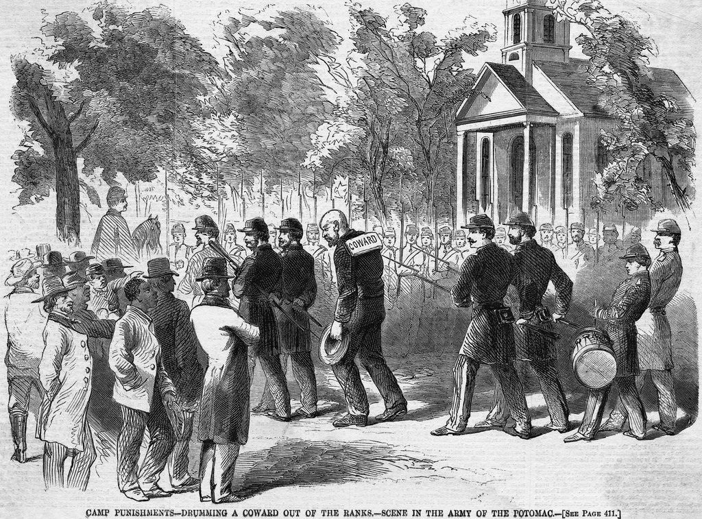 Detail of Engraving of Civil War Camp Punishment for Coward by Anonymous