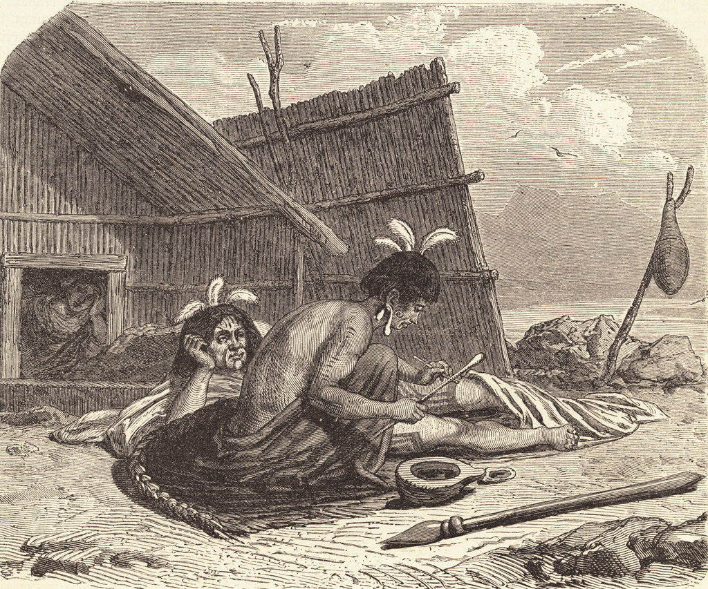 Detail of New Zealand Tribal Chief Receiving Tattoos by Anonymous