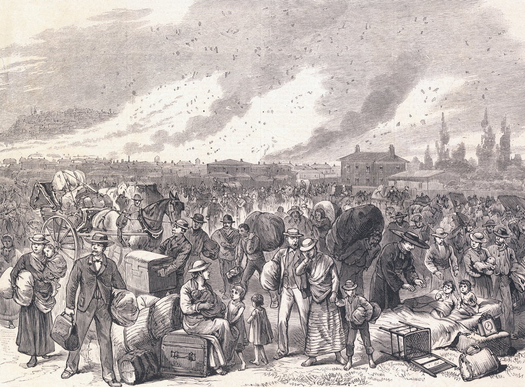 Detail of Citizens Gathering During Quebec Fire by Anonymous