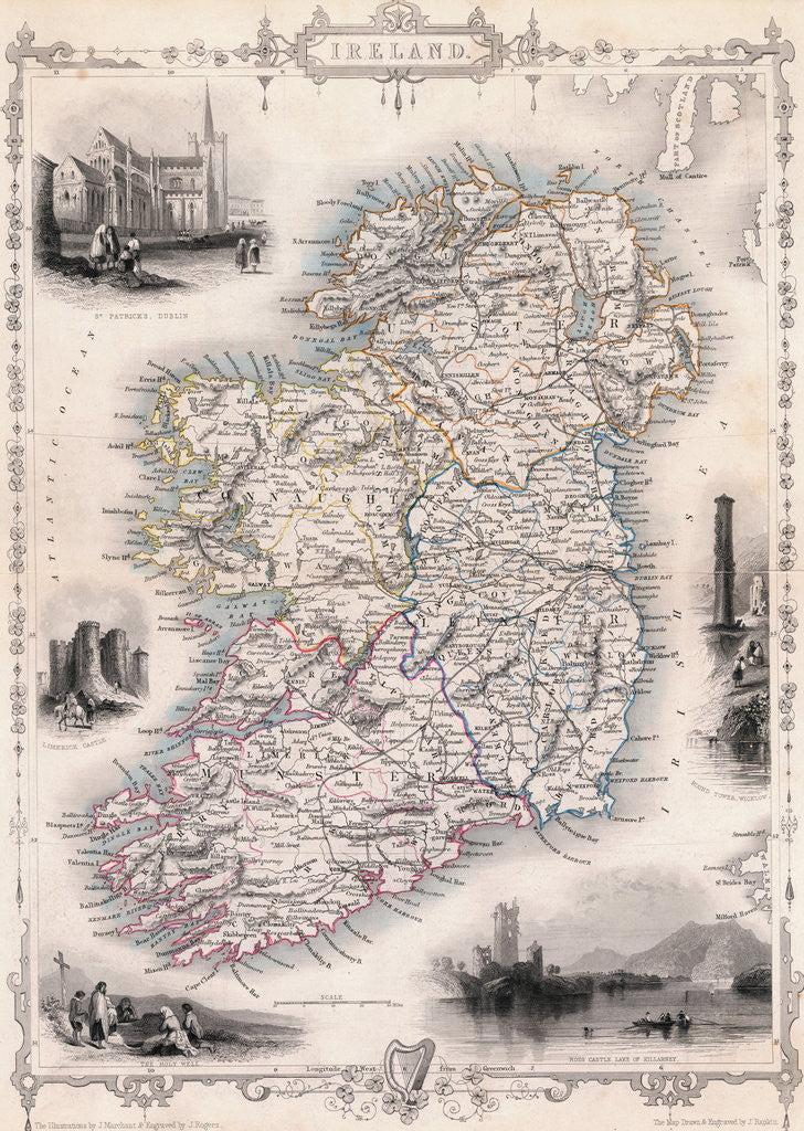 Detail of 19th-Century Map of Ireland by Corbis