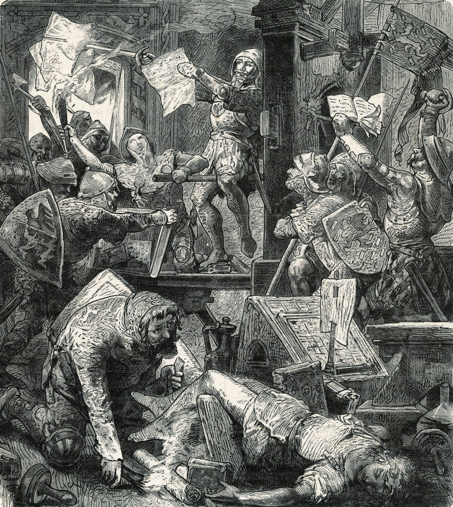 Detail of Soldiers Destroying Printing Presses by Corbis
