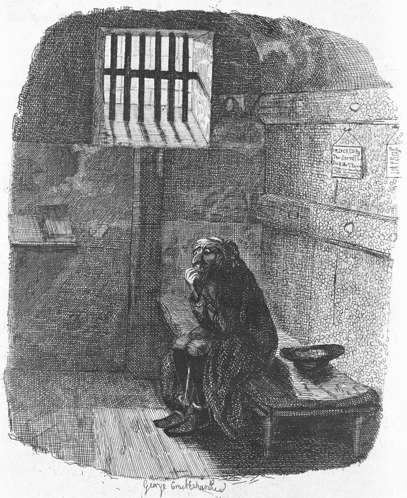 Detail of Man Sitting in Prison Cell by Anonymous