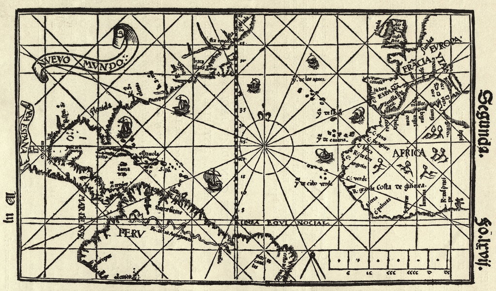 Detail of Spanish World Map Circa 1551 by Anonymous
