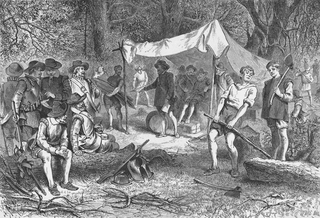 Detail of Settlers Gathering Wood by Anonymous