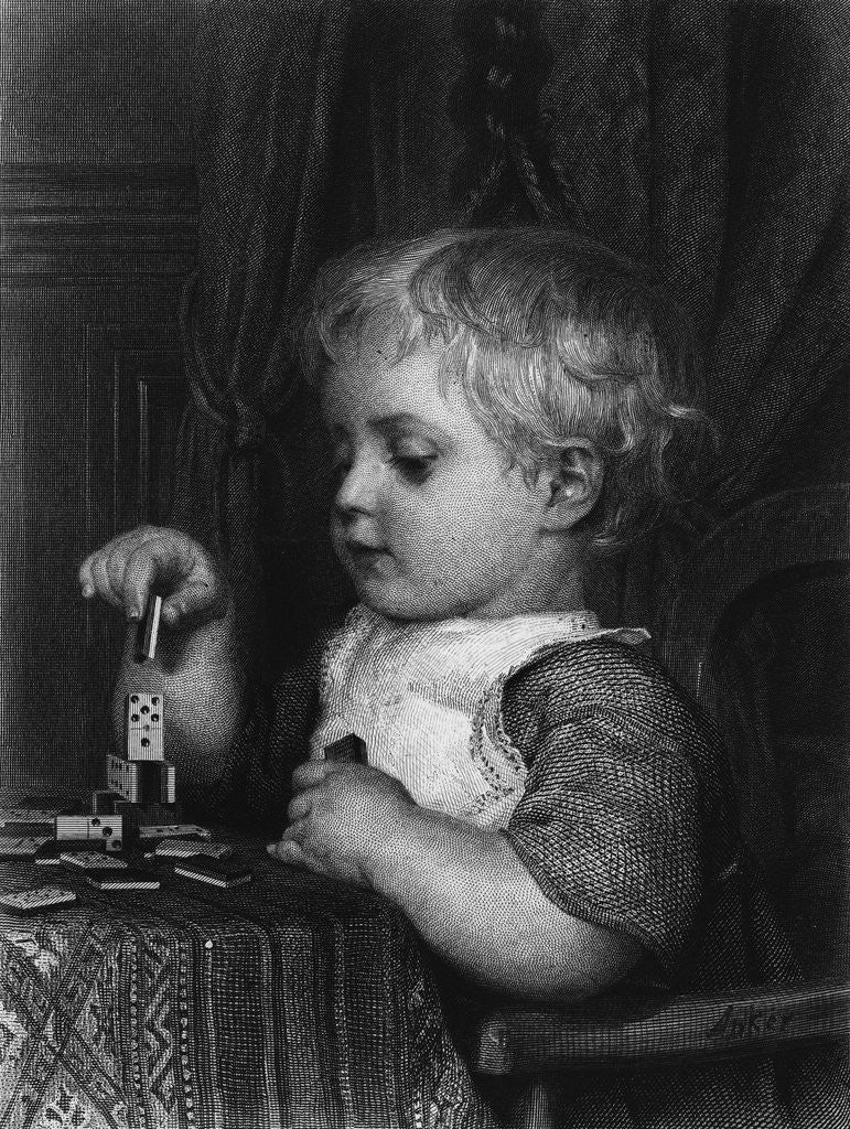 Detail of Boy Stacking Dominoes by Anonymous