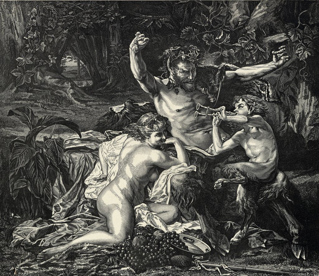 Detail of Engraving of Family of Satyrs by Anonymous