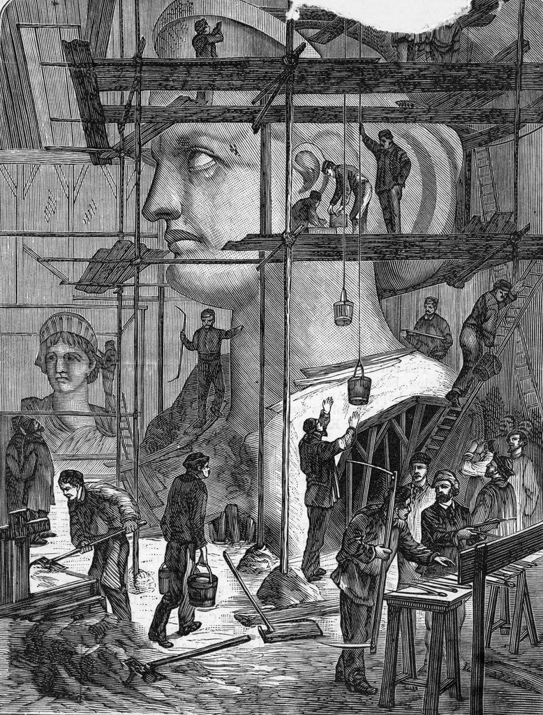 Detail of Sculptors Working on Liberty's Head by Anonymous
