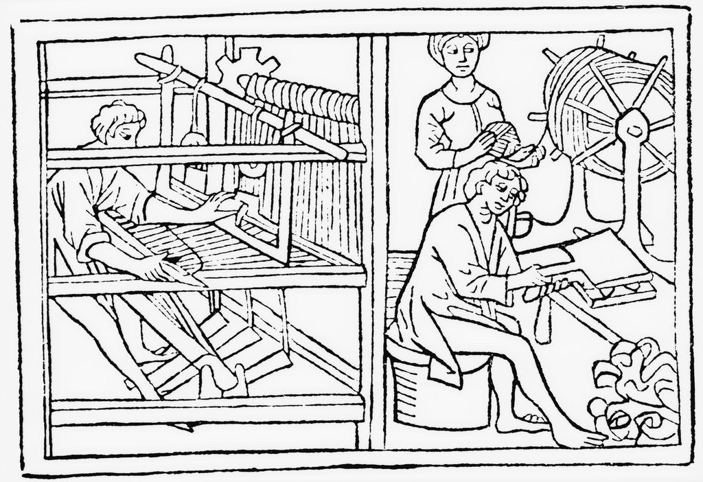 Detail of Sketches Showing Early Weaving Process by Anonymous