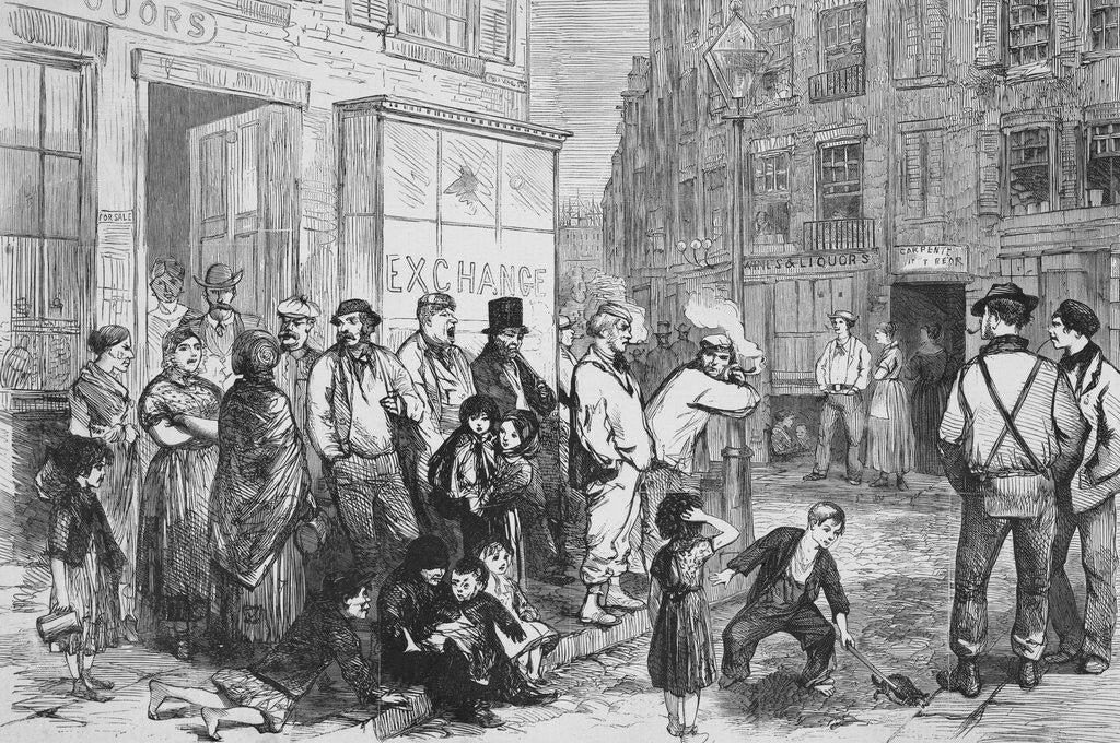 Detail of Illustration of a Street Scene in the Fourth Ward of New York by Corbis