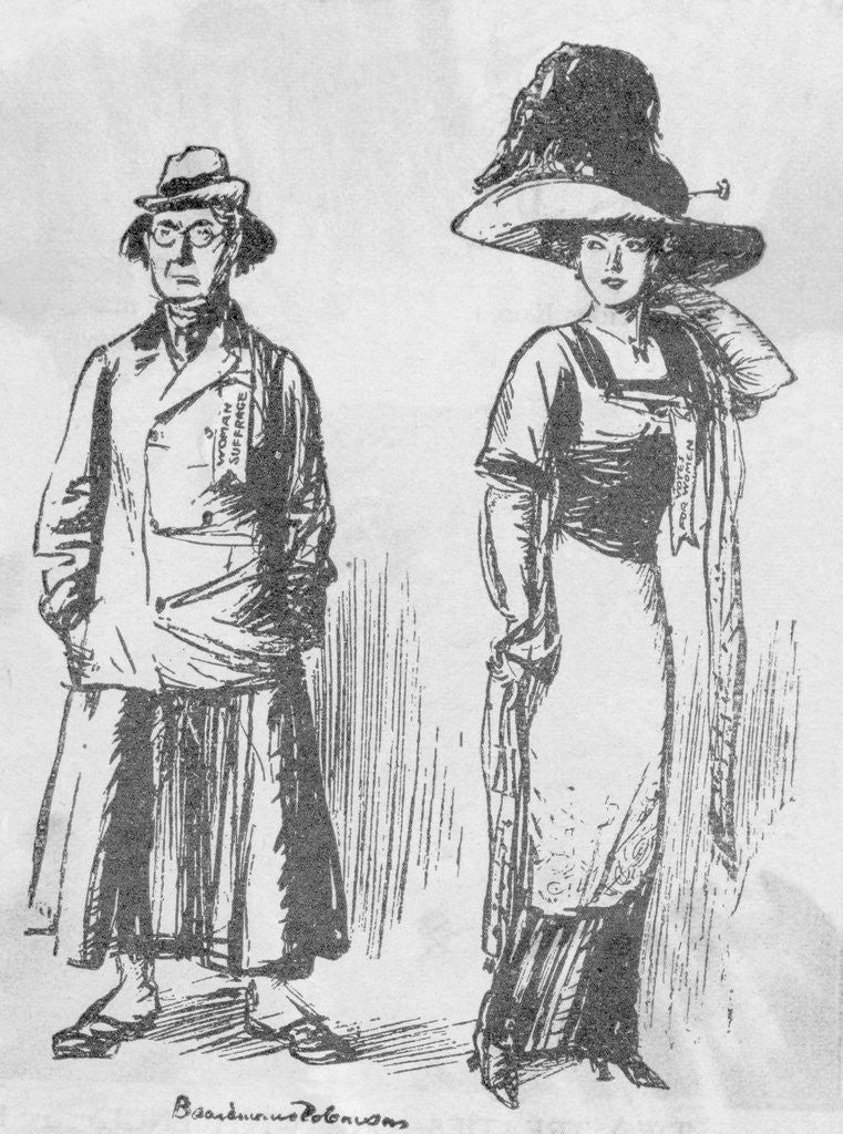 Detail of Types of Women's Fashion in Regard to Suffragettes by Anonymous