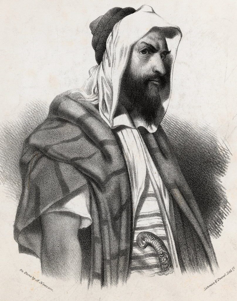 Detail of Portrait of Algerian Leader Abdelkader in Pensive Mood by Anonymous