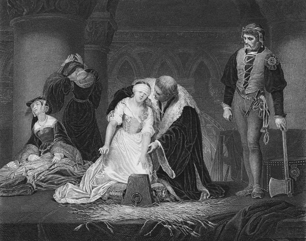 Detail of Engraving After The Execution of Lady Jane Grey by Paul Delaroche